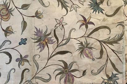 null Painted and embroidered silks, China for Europe, 18th century, 
taffeta panel...
