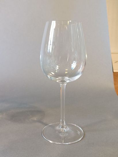 null Lot of ARQUES crystal glassware including:
5 stemmed glasses, ovoid bowl, 12...