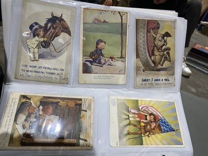 null Set of 3 albums of fancy postcards.
Approximately 600 postcards.
Some damag...