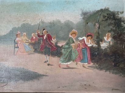 null 19th century school
Games on a terrace
Two oil paintings, signed lower left...