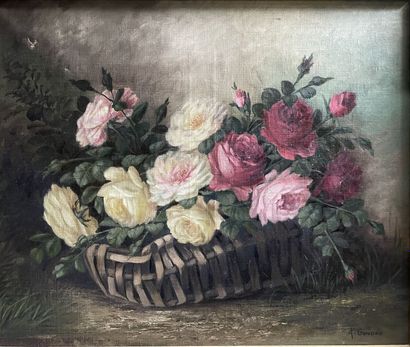 null A.GONDOIS, 20th century
Basket of roses
Oil on canvas signed lower right
45.5...