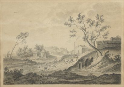 null Early 19th century FRENCH school
Work in the fields
Pair of drawings, black...
