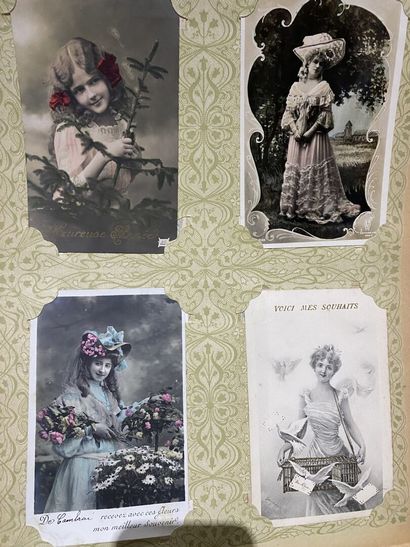 null Set of 3 albums of fancy postcards.
Approximately 600 postcards.
Some damag...