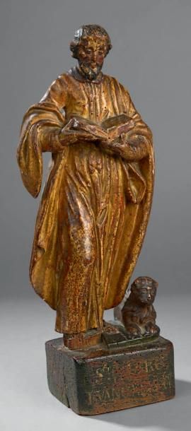 null Statue représentant Saint Marc en bois sculpté et doré. XVIIIe siècle. Haut.:...