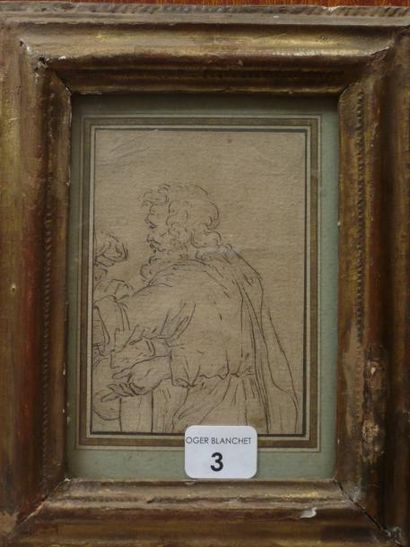 Ecole italienne du XVIIe siècle Figure d'homme Crayon, plume. 9 x 6,5 cm GA