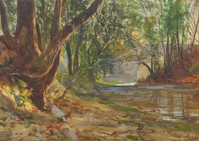 Alexis MOSSA (1844-1926) Le vallon de Sainte Anne, sous le pont de la route de Grasse...