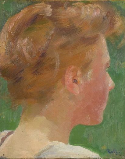 Alfred ROLL (1883-1919) Femme de vue de dos de trois quarts Huile sur toile signée...