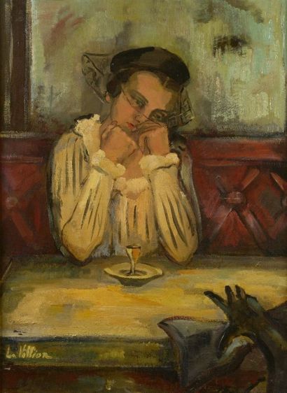 Éliane PETIT dite LA VILLÉON (1910-1969) Jeune femme Huile sur toile signée en bas...