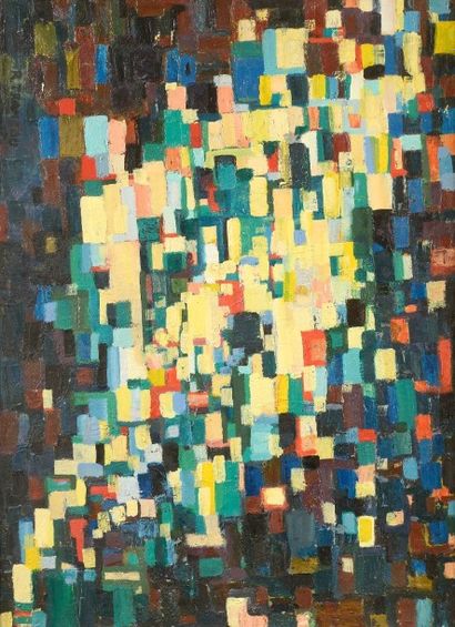 Raymond TRAMEAU (1867-1985) Composition abstraite Huile sur toile signée en bas à...