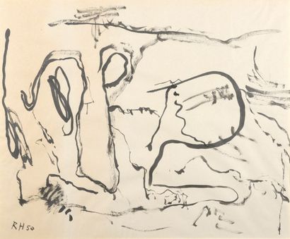 Raoul Hausmann (1886-1971) Composition abstraite Encre de Chine sur papier, monogrammé...