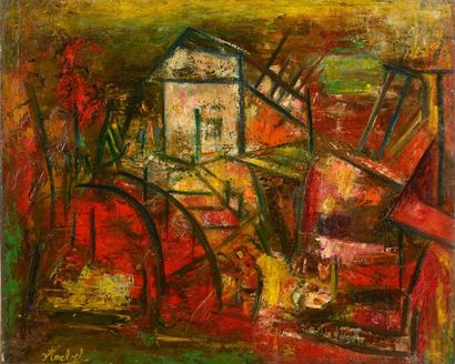Edgar STOEBEL (1909-2001) Paysage Huile sur toile signée en bas à gauche. 50 x 61...