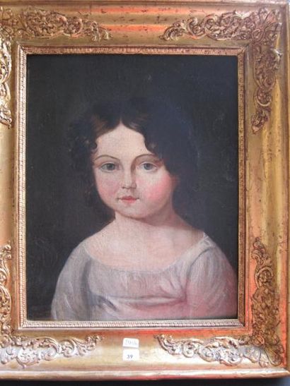 null Huile sur toile XIXe, jeune fille par E Hoffmann, 184.?