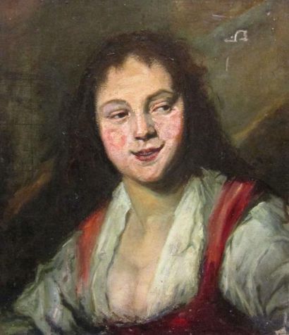 D'APRÈS RUBENS Portrait de jeune femme. Huile sur toile. Restaurations et accide...