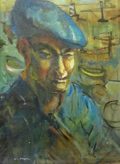 Jean d'Esparbes. (1899-1968) Portrait d'homme. Huile sur panneau signée en bas à...