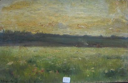 VICTOR BRUGAIROLLES (1869-1936) Paysage champêtre. Huile sur toile signée en bas...