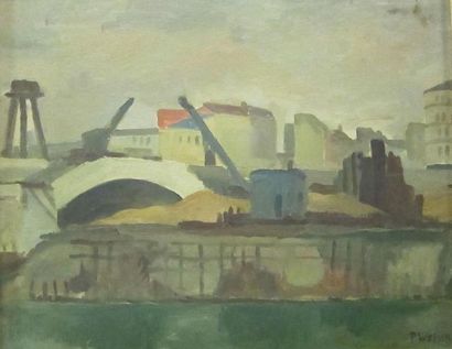 Paul Welsch (1889 - 1954) Le port. Huile sur toile signée en bas à gauche. Provenance:...