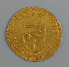 null CHARLES IX (1560-1574). Écu d'or au soleil. Rouen. 1566. (Dy. 1057, L. 890)....