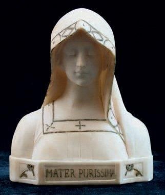 Attilio FAGIOLI (1877-1966) Sainte Vierge Albâtre, h.: 23 cm
