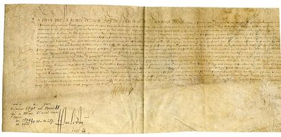 HENRI IV [Pau, 1553 - Paris, 1610] Roi de France Pièce signée «Henry». Janvier 1595;...