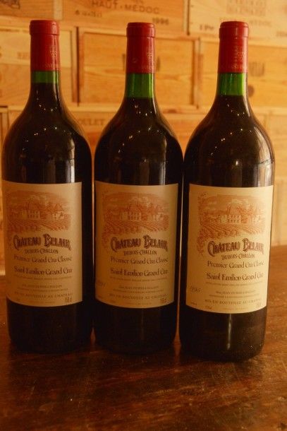 null 3 Magnums Château Belair 1995, niveaux: 1 bas goulot