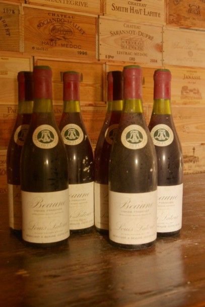 null 6 Bouteilles Beaune Vignes Franches 1971 Louis Latour, étiquettes très légèrement...