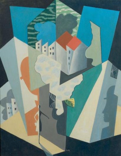 Jean LAMBERT-RUCKI (1888-1967) Composition cubiste Huile sur panneau/carton. Monogrammée...
