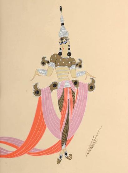 Romain de TIRTOFF dit ERTE (1892-1990) Étude de costume pour une danseuse orientale...