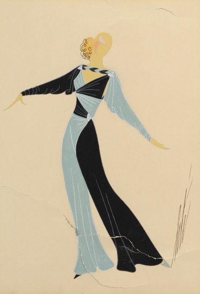 Romain de TIRTOFF dit ERTE (1892-1990) Pyjama de danse Deux gouaches sur papier....