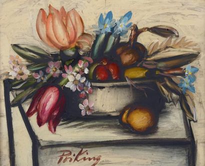 Franz PRIKING (1929-1979) Nature morte Huile, signée en bas à gauche. 32,5 x 45 ...