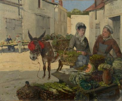 François MARTIN-KAVEL (1861-1931) La marchande de fruits et légumes Huile sur toile,...