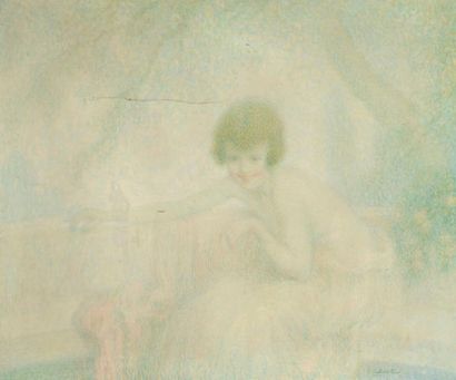 Lucien BOULIER (1882-1963) Jeune fille assise Huile sur toile, signée en bas à droite....