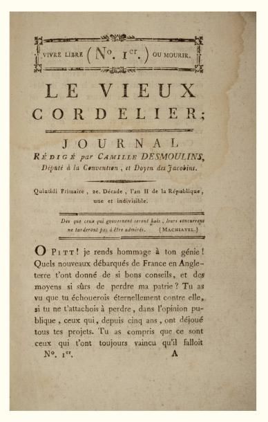 DESMOULINS, Camille Le Vieux cordelier. Journal rédigé par Camille Desmoulins (de...