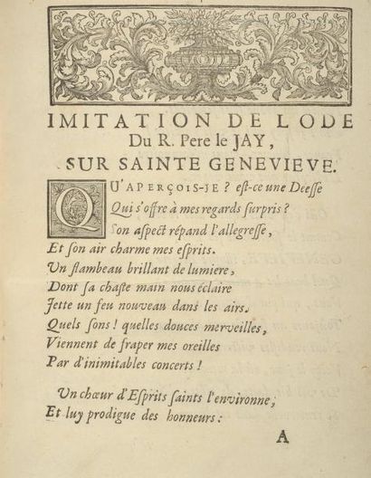 [VOLTAIRE] Imitation de l'Ode du R. Père le Jay, sur sainte Geneviève (Signé: François...