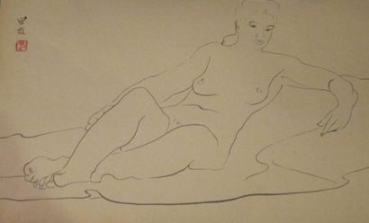 null  TIAN YOU
Femme nue allangée
Plume sur papier.
28 x 45 cm