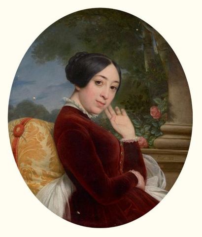 François Edouard PICOT (Paris 1786 - 1868) Portrait de femme Sur sa toile d'origine...