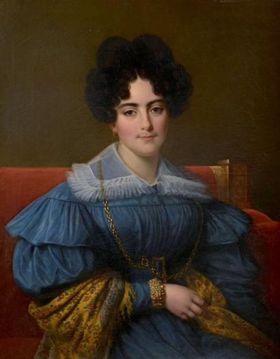 Louise HERSENT (Paris 1784 - 1862) Portrait de femme Sur sa toile d'origine. 97 x...