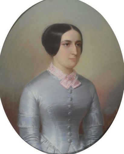 Théodore Fantin Latour (1805 - 1872) Portrait de dame Pastel signé en bas à droite....