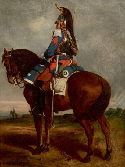 Auguste BACHELIN (Neuchâtel 1830 - Berne 1890) Vedette (2ème régiment des cuirassiers...