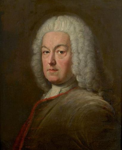 Ecole francaise vers 1760 Portrait d'homme au vêtement gris Toile. 62 x 50 cm (Restaurations)....