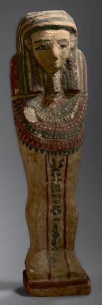  Ptah Sokar Osiris portant la barbe postiche et un large collier ousekh peint, une...