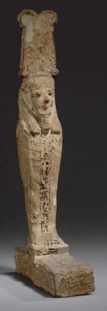  Petit Ptah Sokar Osiris complet portant les doubles plumes d'autruche et une colonne...