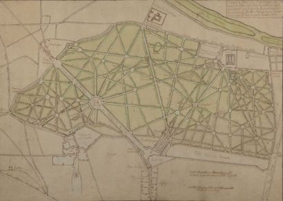Ecole française du milieu du XVIIIème siècle Plan cadastral du bois de Boulogne Pierre...