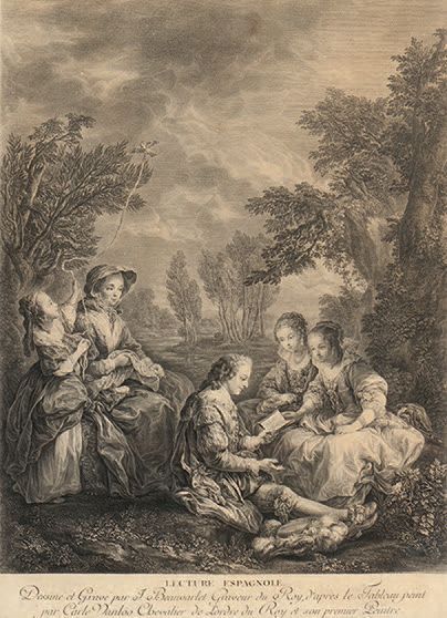Jacques Firmin BEAUVARLET (Abbeville 1731-1797) La conversation espagnole La lecture...