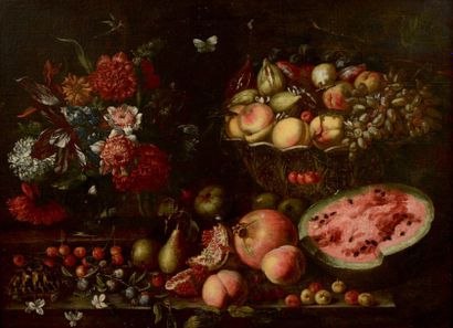 Gaetano LUCIANO (Actif à Naples dans le dernier quart du XVIIème siècle) Fleurs et...