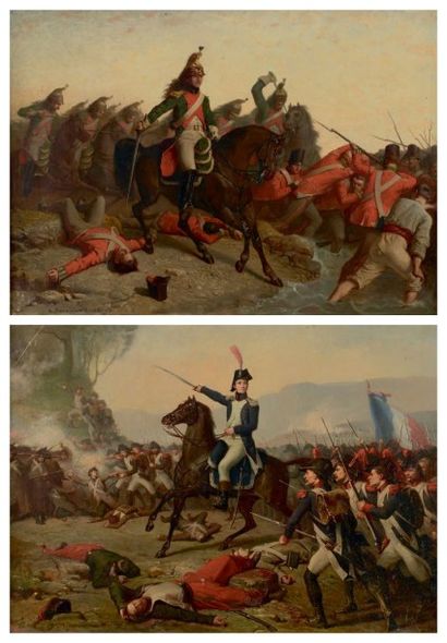 Augustin FEYEN-PERRIN (1826-1888) Charge de cavalerie Scène des guerres d'Italie...