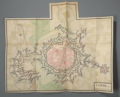 null Lot de cinq plans École FRANÇAISE en 1742 Plan de Landau Plume et encre noire,...