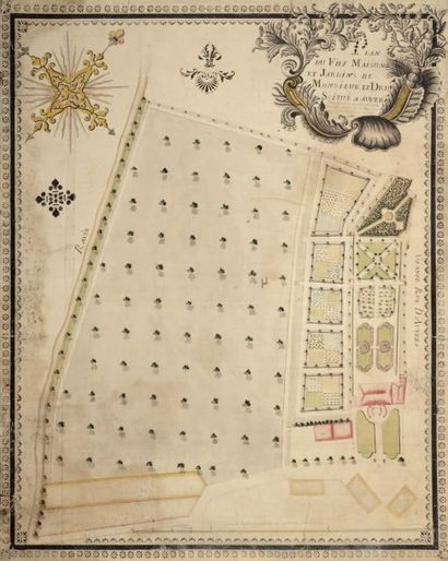 Jean BOUCHER (Actif au XVIIIème siècle) Plan du fief maison et jardin de Monsieur...