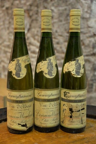 null 3 Bouteilles Alsace Gewurztraminer SGN 1988 Domaine Weinbach, étiquettes légèrement...