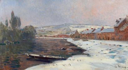 Jean Eugène CLARY (1856-1930) Rivière en hiver Huile sur toile signée en bas à droite....