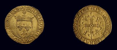 null François Ier (1515-1547) Écu d'or au soleil 5e type (3,36 g.) Point 12e = Lyon,...